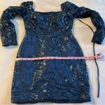 NWOT navy blue sequined long sleeve cocktail bodycon mini dress size 10 Photo 7