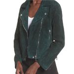 BLANK NYC Next Level Evergreen Emerald Green Suede Leather Moto Zip Jacket Size Photo 1