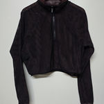 Lululemon  Women's Reversible Mesh 1/2 Crop Zip Jacket black Red‎ Merlot Sz 8 Photo 0