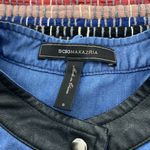 BCBGMAXAZRIA Blue Denim-Like Faux Leather Trim Emilee Dress Small Photo 7