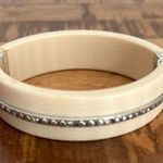 Brighton Free Spirit Ivory Crystal Silver Oval Bracelet Bangle NWT $128 regular Photo 0