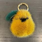 Faux Fur Pear Keychain Bag Charm Yellow Photo 0