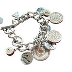 Guess Y2K Charm Link Bracelet Silver Rose Gold Crystal Logo Dangle Modern Glam Photo 6