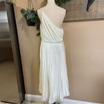 Lulus NWOT  Alluring Marvel Ivory Pleated Satin One-Shoulder Midi Dress Photo 4