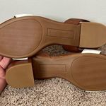 Isaac Mizrahi Brown & Ivory Leather Ankle Strap Madeline Block Heel Sandal sz 10 Photo 2