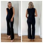 Spanx Sleeveless Flare Ponte Jumpsuit Medium Black Stretch Sleeveless Minimalist Photo 14