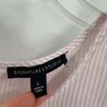Signature Studio Pink Striped Scoop Neck Sleeveless Peplum Top Size Large Photo 7