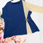 Antthony Originals Blue and White Asymmetrical 3/4 Sleeve Tunic Sz 3X Photo 1