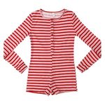 Red Pink and White Striped Long Sleeve Onesie Large NWT Photo 0