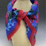 Vintage Glentex Scarf Floral Roses Acrylic Japan Handkerchief Hankie Fring Retro Photo 0