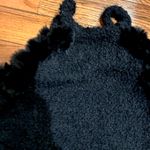 Heart black cold shoulder hairy knit sweater black faux fur balls size L Size L Photo 5