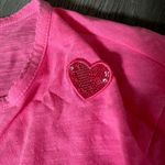 Diesel  Women's Pink t-shirt cotton, comfy, long sleeve, buttons, XL Sequin Heart Photo 1