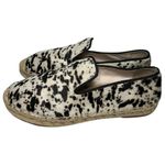 Elyse Walker 38 Black White Calf Hair Animal Print Leather Espadrilles Loafers Size 7.5 Photo 4