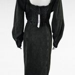 Future Collective X Khalana Barfield Black Denim Puff Sleeve Dress Size 14 Photo 4