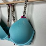 Betsey Johnson Betsy Johnson Blue Convertible Cheetah Strap Bra Size 32B Photo 7