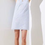 Loft Eyelet Split Neck Sleeveless Shift Tunic Mini Dress Powder Blue Size 2 Photo 0