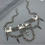 Choker Necklace Design Rivet & Cross Clavicle Decoration Chain Titanium steel Silver Photo 2