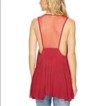 Free People  Intimately Marble Illusion Mesh Tank Top Womens Large Raspberry Red Photo 3