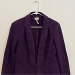 Laundry by Shelli Segal Faux Leather Trim Peplum Jacket Plum Purple Black Blazer Photo 3