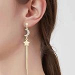 Moon Planet Long Tassel Dangle Drop Earrings for Women Gold Photo 5