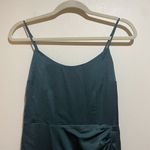 Abercrombie & Fitch Size S Small Dark Green Satin Ruched Slip Dress Side Slit Photo 3