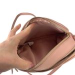 Dusty Pink Small Trendy Crossbody Faux Leather Suede Double Zip Bag Photo 5