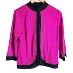 Ming Wang  Magenta Pink Black Rhinestone Embellished Cardigan Sweater Size Small Photo 0