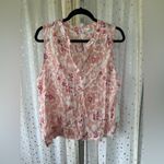 Carve Designs Carve Design NWT Sheer Floral Raw Hem V Neck Dylan Tank 100% Organic Cotton L Photo 3