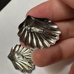 Trifari Seashell Silver Tone Clip On Earrings Signed Photo 6