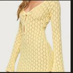 Edikted Brie Yellow Crochet Cut-Out Mini Dress XS NWT Festival Beach Cover Up Photo 3