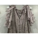 Mac Duggal  10690 Lavender Sequin Chiffon Midi Dress High Neck Flutter Sz 10 Photo 6