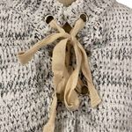 POL Lace-Up Chenille Sweater L White and Black Oversized Photo 1