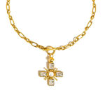Chunky gold cross necklace with pearl and toggle clasp Photo 5