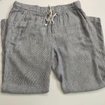 Caslon Pants Pull On Elastic Linen Palazzo Lounge Pockets Striped Blue Cream Photo 3