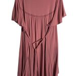 Torrid  Size 3 Mini Challis Embroidered Dress Pink Short Sleeves Boho Belt 3X Photo 3