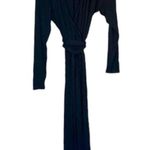 Good American NWT Black DayNight Ribbed Wrap Midi Dress - Size 7 (4XL) Photo 0