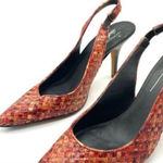 #122 DONALD J PLINER the basket weave sling back pump Red Size 7.5 Photo 0