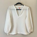 Marine layer  Jamie Banded Collar Top White Cotton Gauze Size Large Photo 4