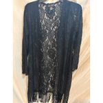 Questions Black Lace Duster Cardigan Kimono Fringe Size M Size M Photo 1