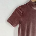 Madewell Velvet Short Sleeve Mock Neck Mini Dress Stretch Frosty Mauve Size XXS Photo 4