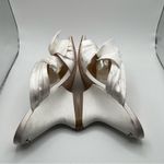 Dee Ocleppo Bow Satin Wedge Sandals 2404 white size 8.5 slip on heel Photo 7