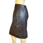 PELLE CUIR VINTAGE 1990'S BROWN GENUINE LEATHER SKIRT (10) Photo 4