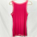 Old Navy  Y2K Womens L Pink Lace Trim Ribbed Fitted Tank Top Preppy Layering Photo 1