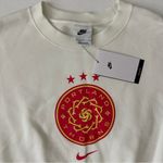 Nike Women's White Crew Neck Sweater with Red Logo Photo 11