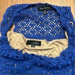 Tadashi Shoji  Alana Crochet Knit Dress in Cobalt Blue w/ Nude Lining Size Medium Photo 13