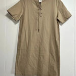 Gerard Darel  Khaki Tan Shirt Dress Lace Up Front Cotton 38 M Medium Lagenlook Photo 0