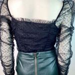 VICI Benefit Polka Dot Ruched Gathered Sleeve Mesh Tulle Top by Free the Roses Photo 8