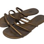 Schutz Flat Gladiator Slip On Sandal Gold Size 6.5 Photo 3
