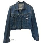 Calvin Klein Vintage‎  Dark Wash Collar Cropped Denim Jean Jacket Size Medium Photo 0