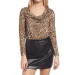 WAYF NWT  X Nordstrom Solano Leopard-Print Cowl-Neck Bodysuit Photo 1